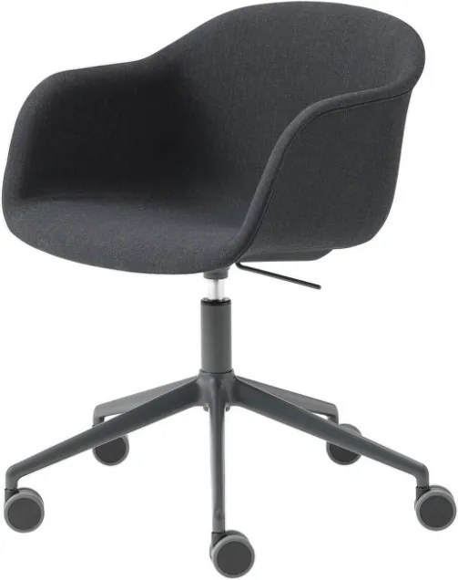 Muuto Stolička Fiber Arm Chair Swivel čalúnená na kolieskách, black