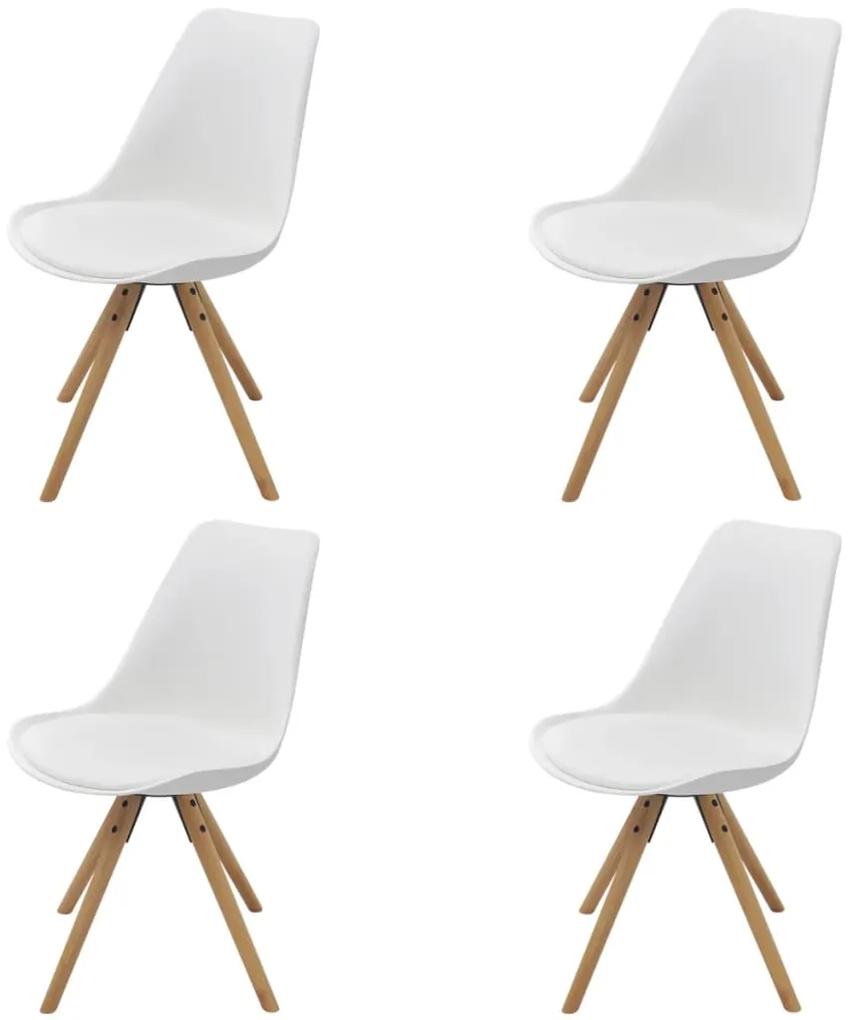vidaXL Jedálenské stoličky 4 ks, biele, umelá koža