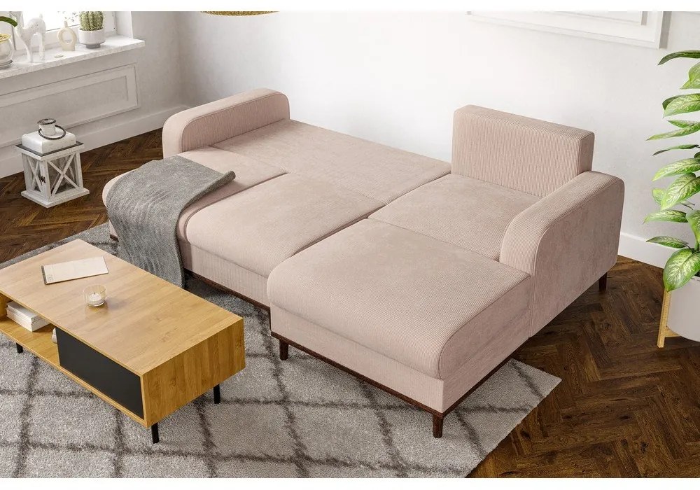 Béžová menčestrová rohová pohovka (pravý roh) Beata – Ropez