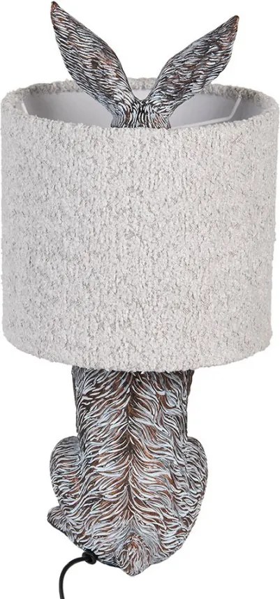 Šedá stolná lampa králik s chlpatým tienidlom Rabbi - Ø 20*43 cm E27/ma* 1*60W