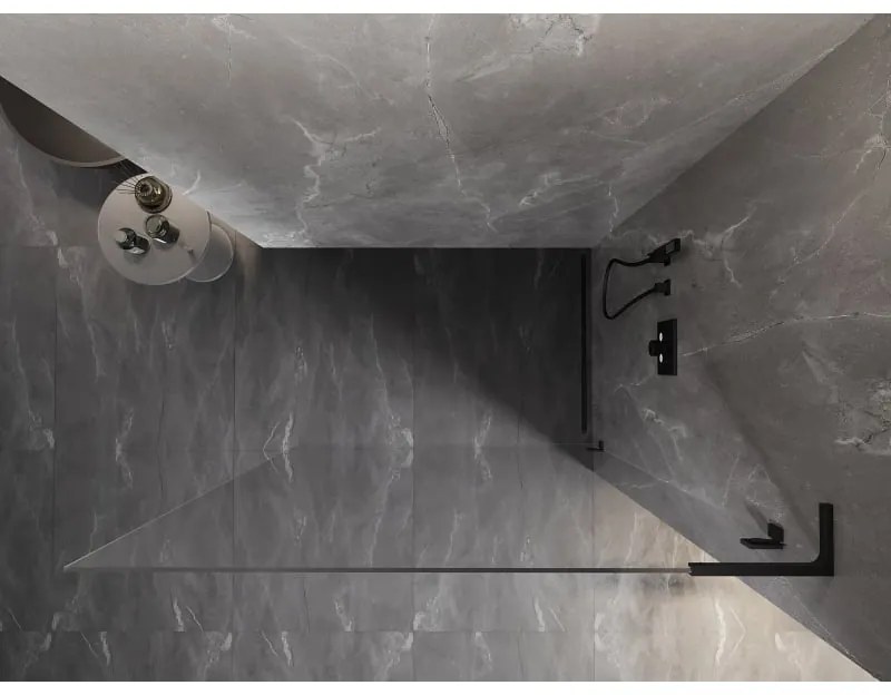 Mexen, Mexen Lunar L sprchová stena pravá 60 x 200 cm, priehľadná 8 mm, čierna - 830L-060-000-70-00-P