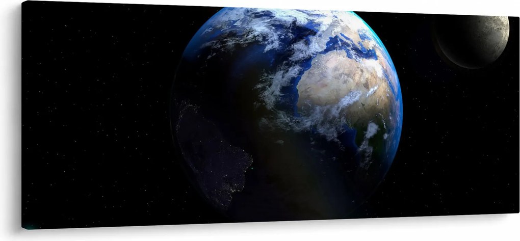 Obraz Zeme a Mesiaca (120x50 cm)