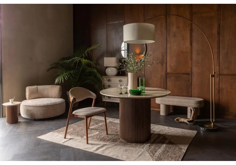 Béžová lavica z textílie buklé Fern – Dutchbone