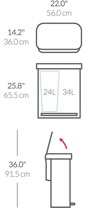 Simplehuman Pedálový odpadkový kôš na triedený odpad 58 l, biela
