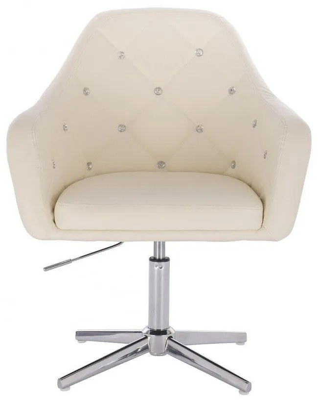 LuxuryForm DESIGN Kreslo ROMA na striebornom kríži - krémové