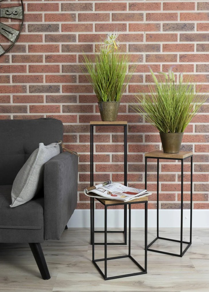 STOJAN NA KVETINÁČ SIMPLE 80X24X24 CM ČIERNA/HNEDÁ