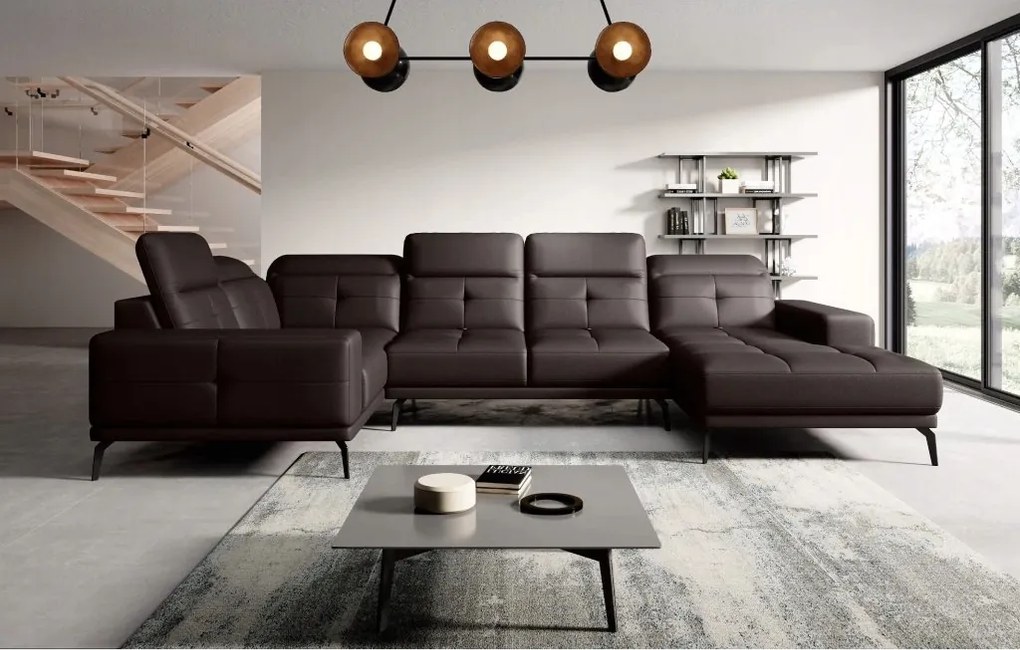 Rohová sedačka v tvare U Nicolette (tmavohnedá) (L)