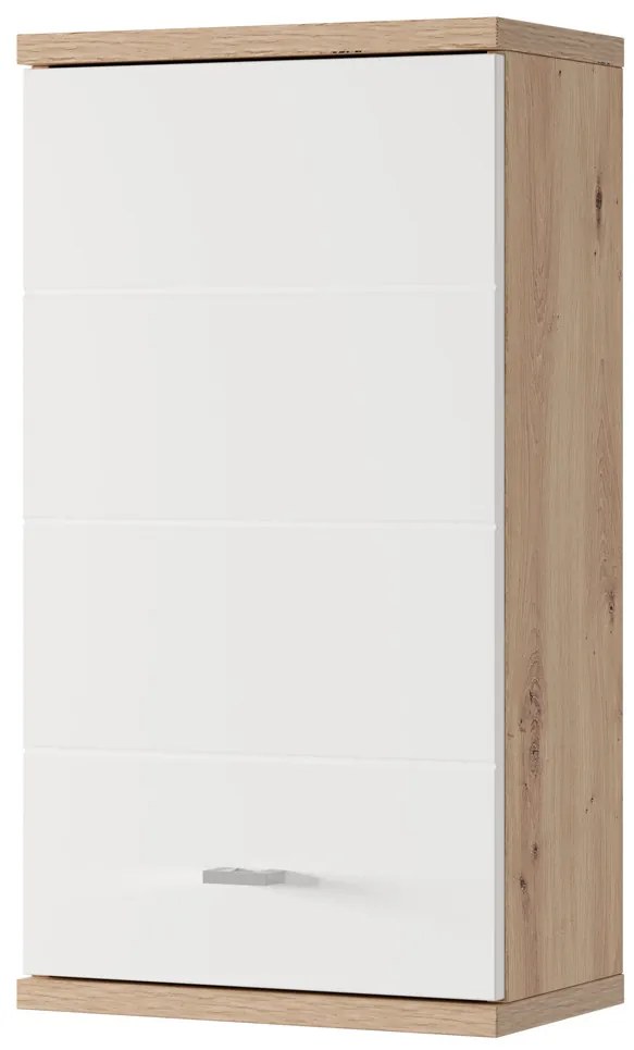 Závesná horná kúpeľňová skrinka Sting 71 38 cm dub Artisan/biela