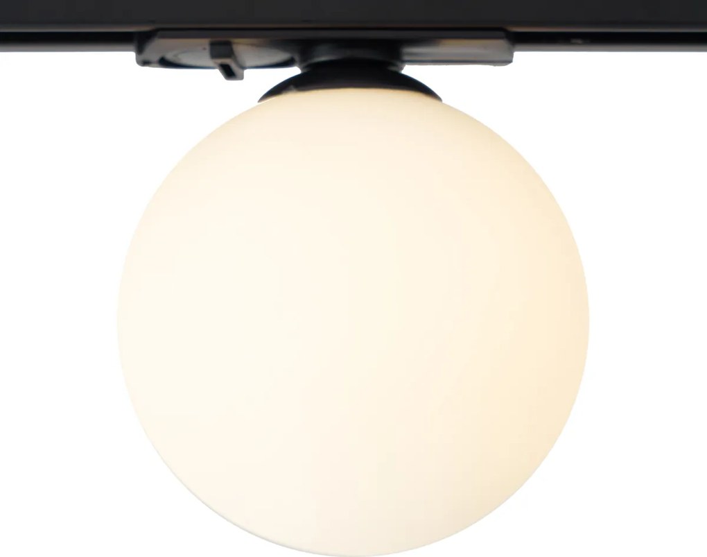 Moderné stropné svietidlo čierne s bielym sklom pre 1-fázový koľajnicový systém - Iconic Perle