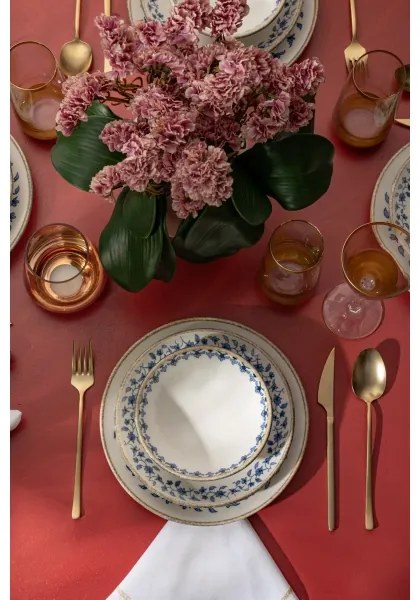 Sada jedálenského riadu 18 ks, biela/modrá, porcelán