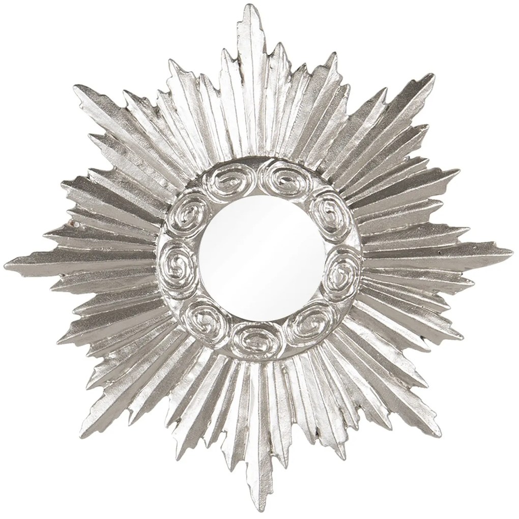 Strieborné zrkadlo Sun s lúčmi a zdobením po obvode - 19 * 2 * 19 cm