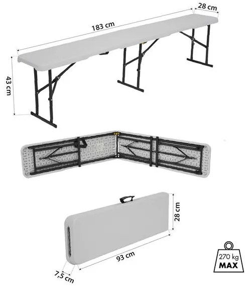 Skladacia lavica NILS Camp NC3404 biela