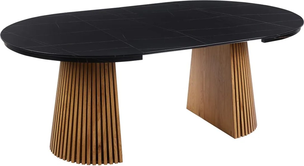 Vintino Jedálenský stôl NEVIO 120–160–200 × 120 cm – čierna / dub