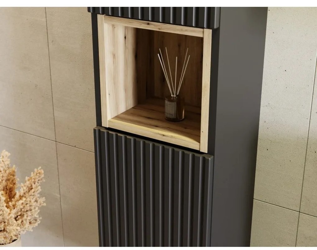 Vysoká kúpeľňová skrinka Nova Black D 80-03-2D čierna