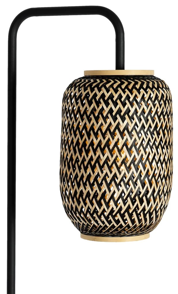 Orientálna stojaca lampa bambusová s čiernou - Yvonne