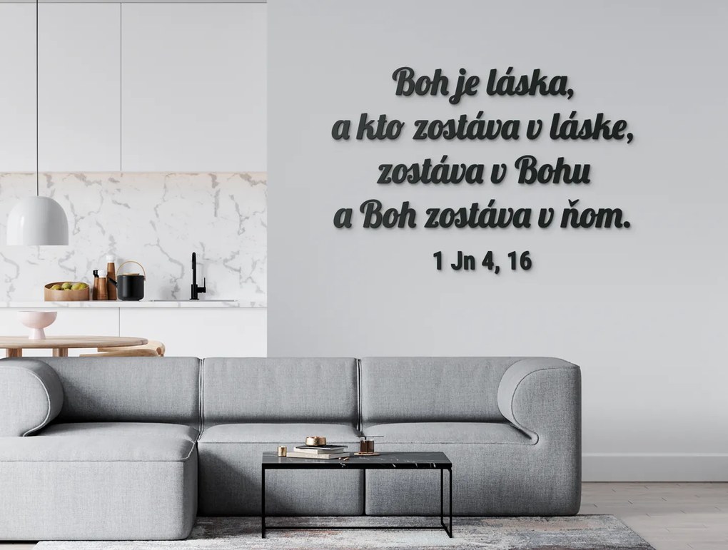 drevko Citát na stenu Boh je láska Rozmer obrazu: 43 x 62,5 cm, Farba dekorácie: Čierna