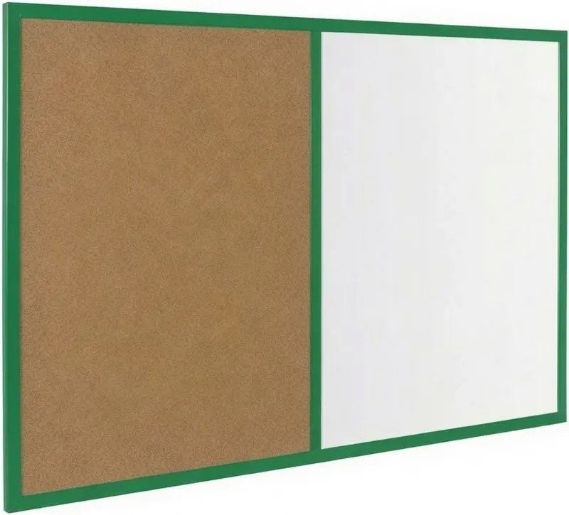 Toptabule.sk  Kombinovaná tabuľa biela v zelenom drevenom ráme COLOR 60x40 cm