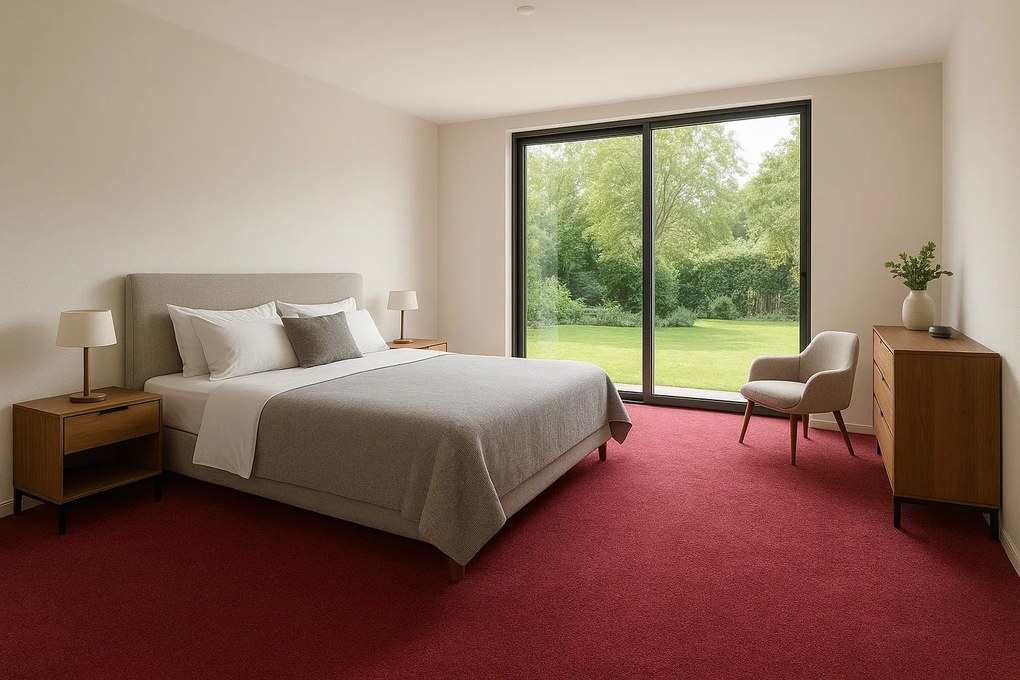 AKCIA: 57x21 cm Kusový koberec Eton vínovo červený - neúčtujeme odrezky z role - obšitý zo všetkých strán, šíře, červená, filc, kuchyňa, Vopi