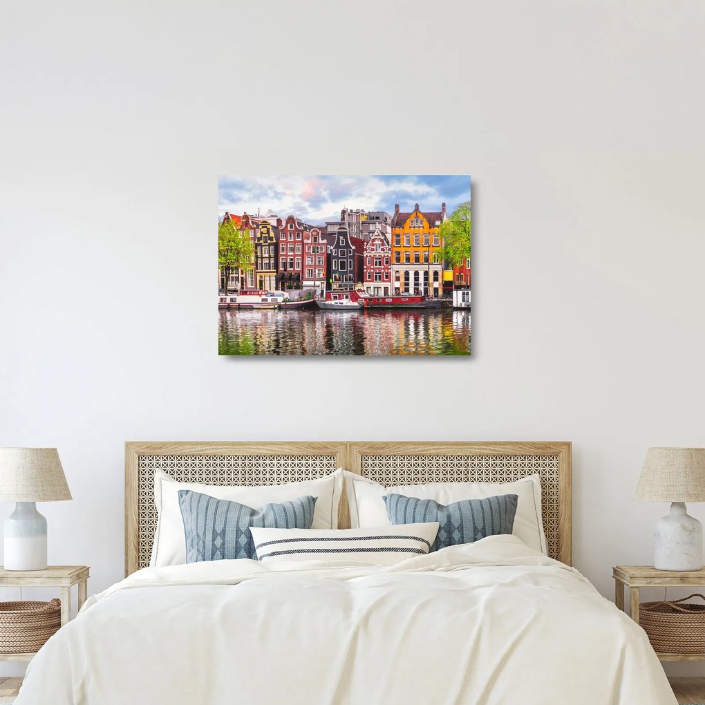 Sklenený obraz - Amsterdam, tanečné domy (70x50 cm)