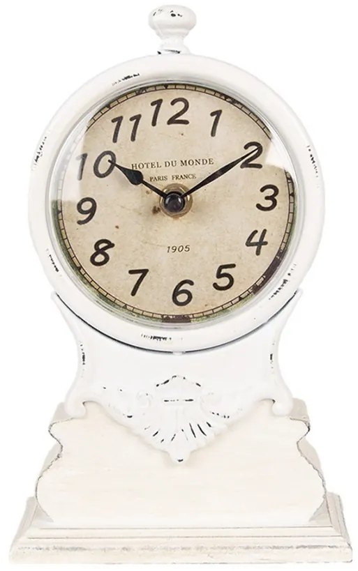 Biele antik drevené stolné hodiny Hotel du Monde - 14*6*23 cm