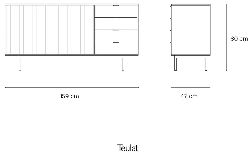 Komoda sierra čierna svetlý dub 79,6 x 159 MUZZA