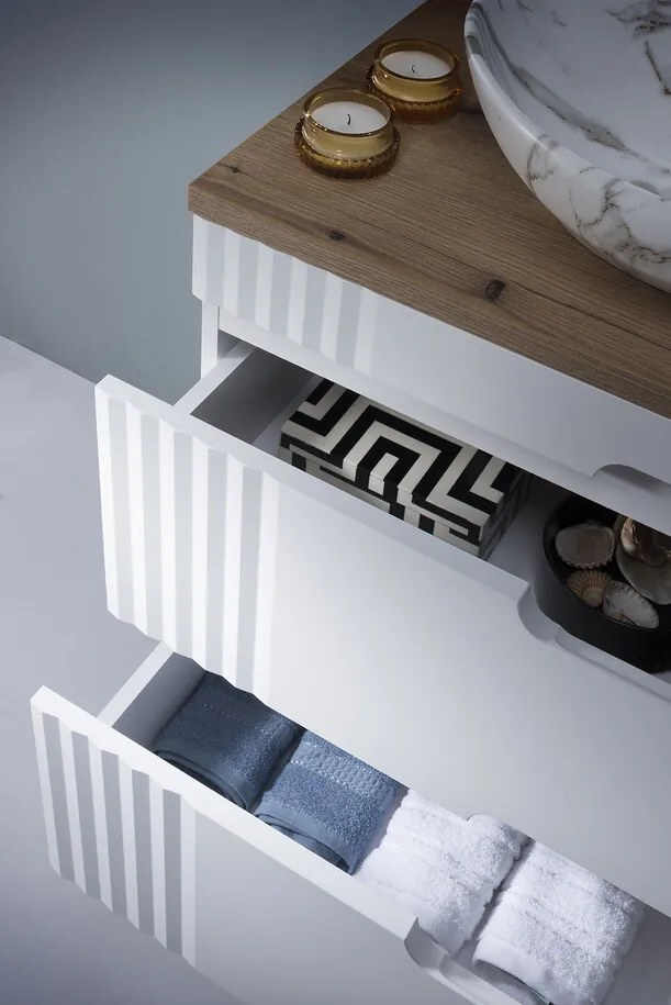 Umyvadlová skříňka Fiji s deskou a umyvadlem 60 cm dub coast evoke/bílá