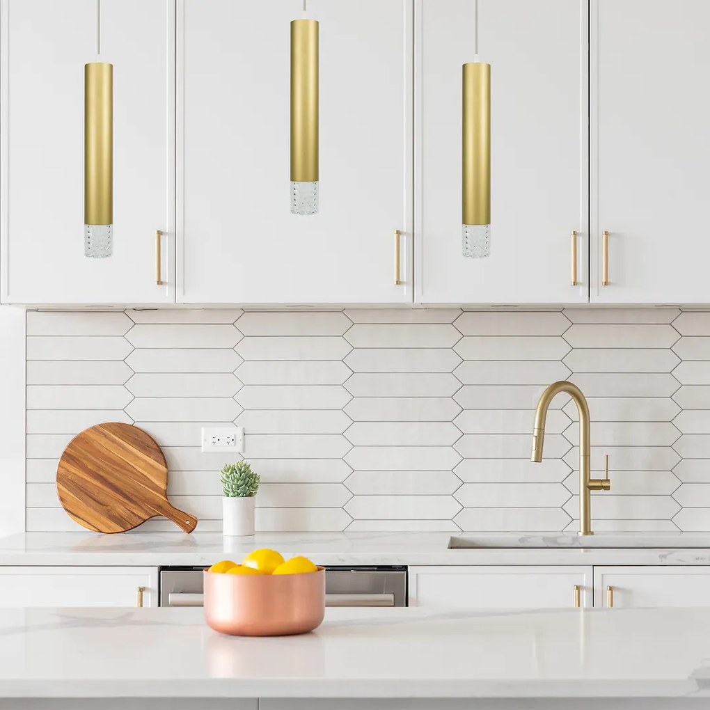 Závesné svietidlo Tubi, 1x zlaté kovové tienidlo, g