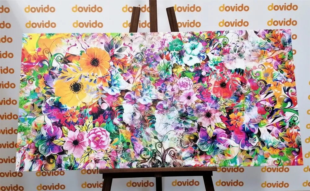 Obraz pestrofarebné kvety - 100x50