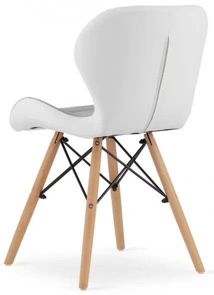 Jedálenská stolička LAGO ekokoža - sivá / biela (hnedé nohy)