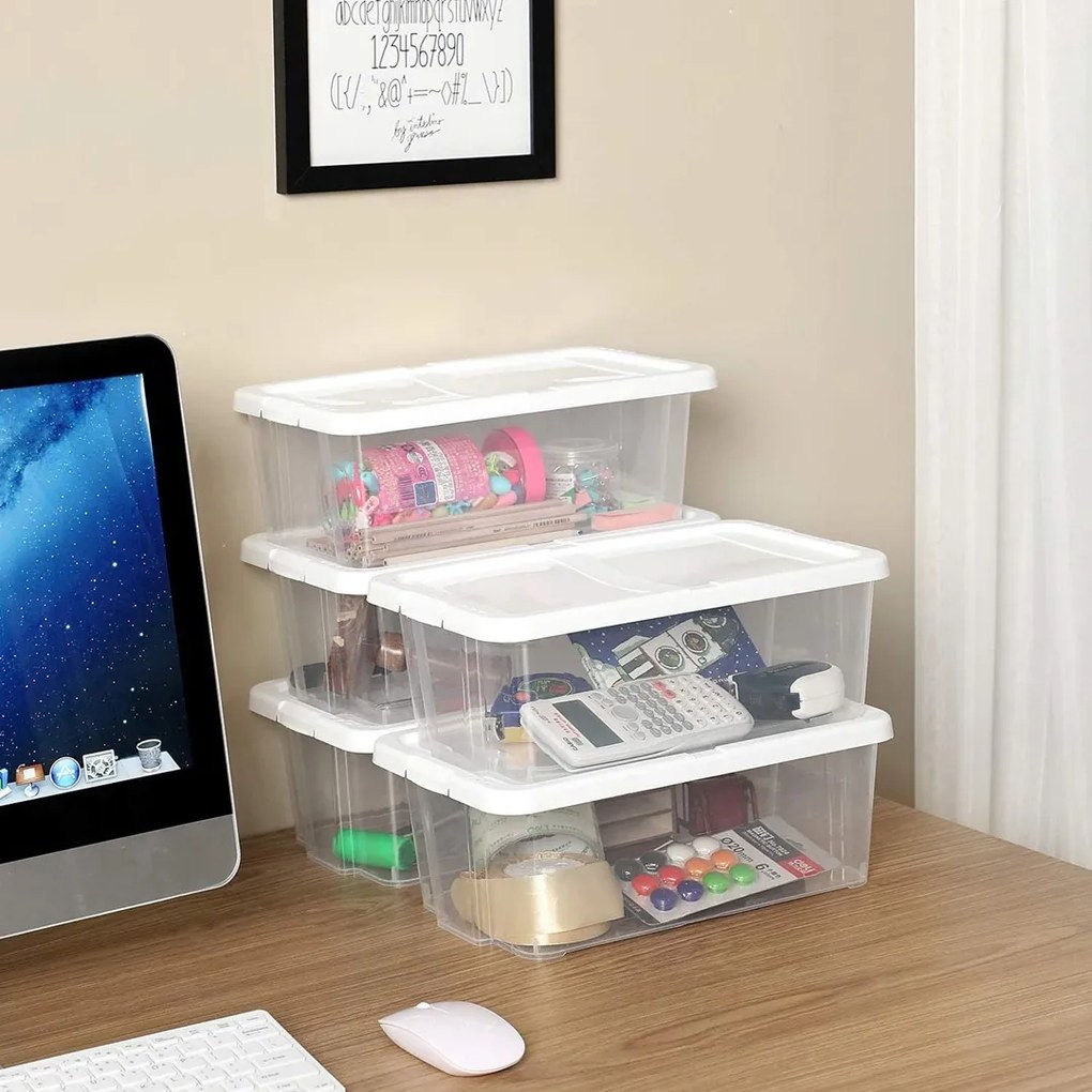 Úložný box Clear, sada 12ks, 16,5x12,5x29,5 cm, transparetná