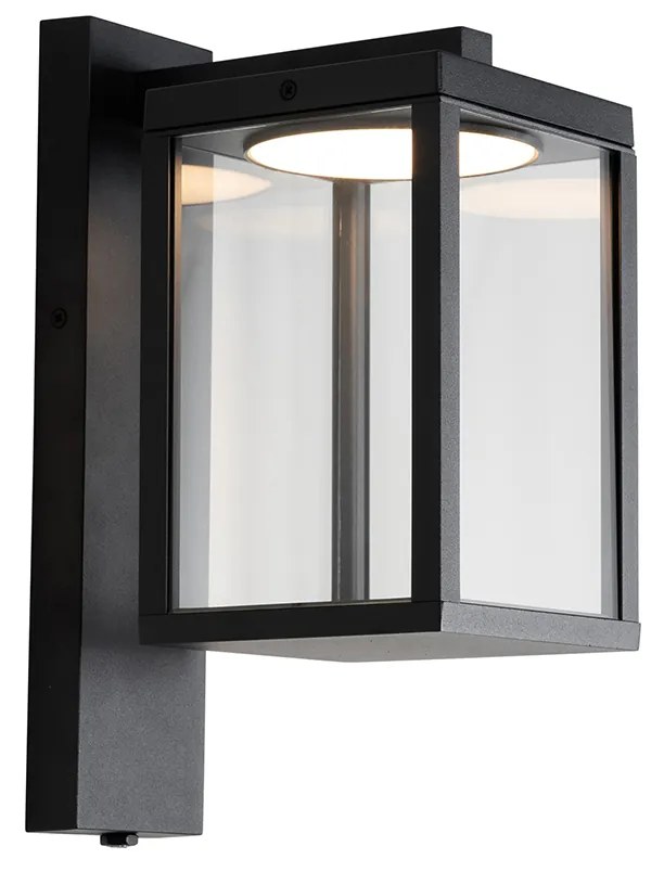 Vonkajšia nástenná lampa čierna vrátane LED a senzoru súmraku - Ferdinand