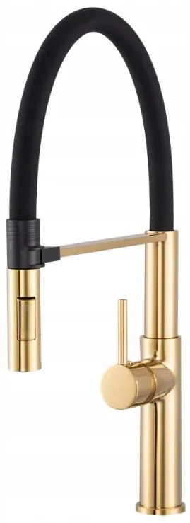 Gamma Vento New, stojanková drezová batéria s flexibilným ramenom, 2-funkčný výtok, zlatá lesklá-čierna, GMA-BVONK-GD