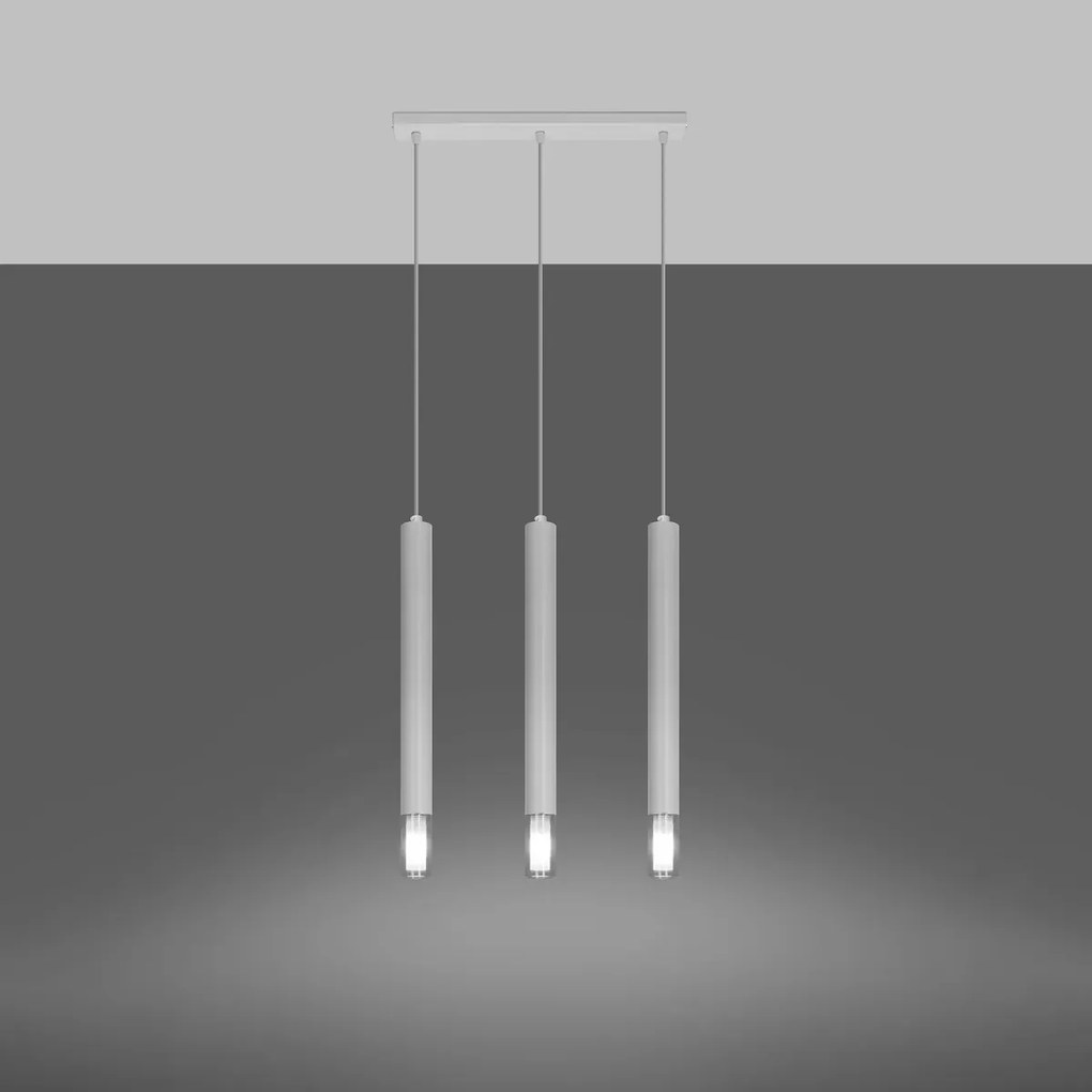 Závesné svietidlo Wezyr, 3x sklenené/biele kovové tienidlo