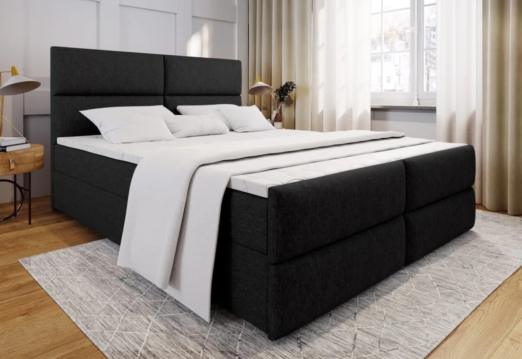 Čalúnená posteľ boxspring MULEN + topper, 160x200, sawana 14