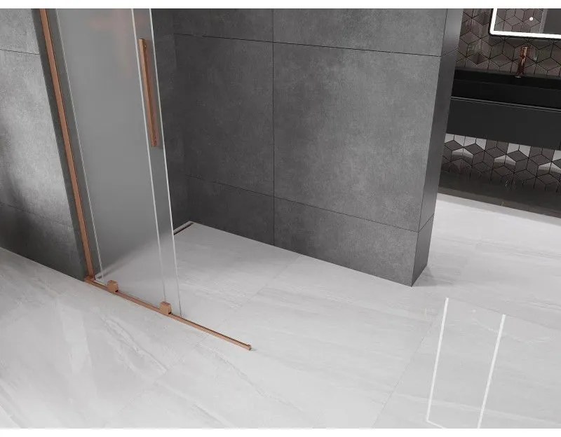 Mexen Velar L, posuvná sprchová zástena Walk-in 100 x 200 cm, 8mm sklo námraza, medená matná, 871-100-003-33-65