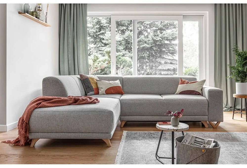 Svetlosivá rozkladacia/s úložným priestorom rohová pohovka (ľavý roh/do L) Classy Sophie – Miuform