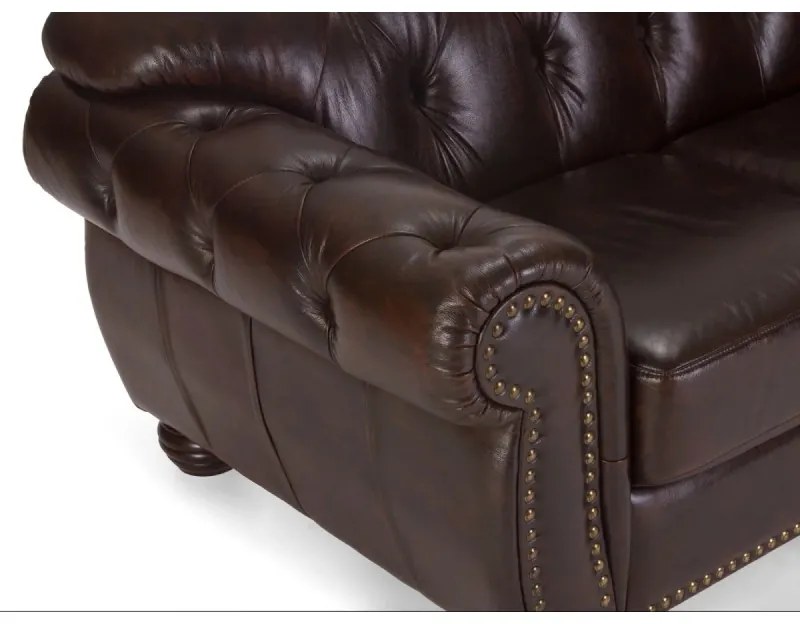 furniture-nabytek.cz - Pohovka Chesterfield Hereford 3-miestna z pravej kože, hnedá