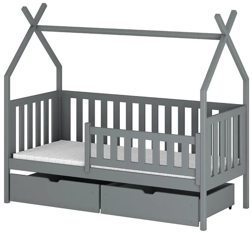 Posteľ Domček Simba 90x200 sivá