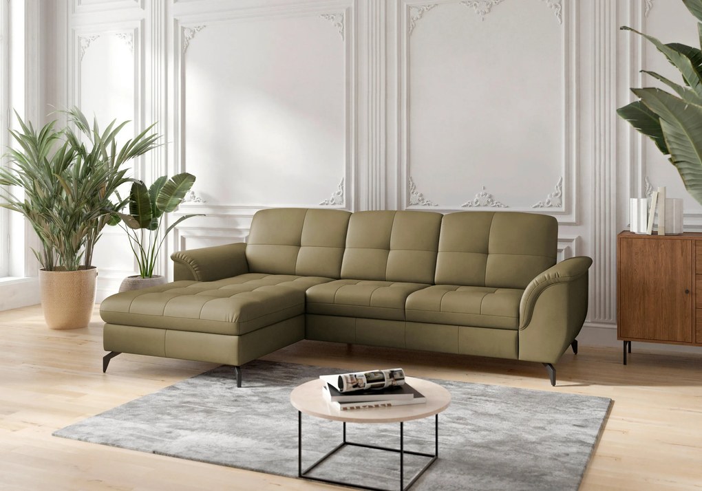 XXXLutz ROHOVÁ SEDAČKA, textil, koža, olivovozelená Sit & More - Sedačky - 000144016344