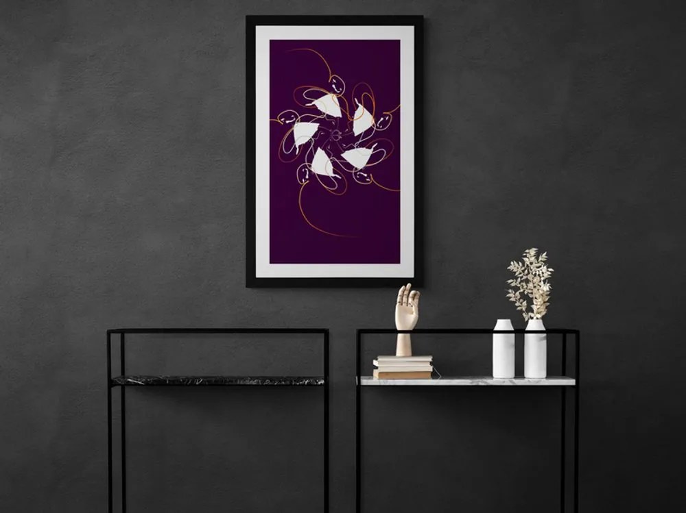 Plagát s paspartou tanec so stuhami na tmavom pozadí - 60x90 silver