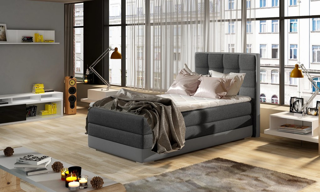 Moderní box spring postel Adria 90x200, šedá Roh: Orientace rohu Levý roh
