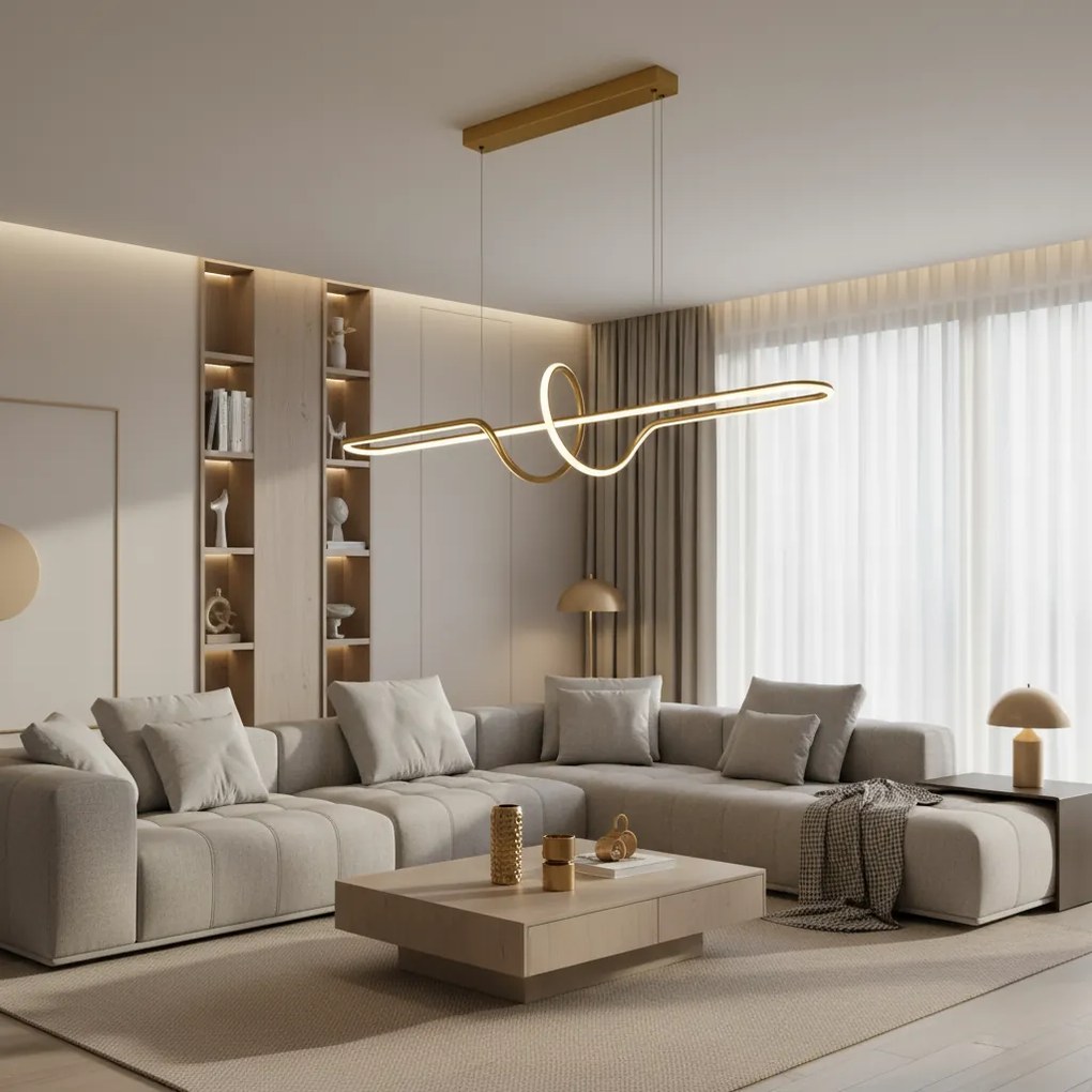 Toolight Toolight, LED závesné osvetlenie 118cm, 36W, 3000K, 3500lm, LHJ038-CP, zlatá matná, OSW-50049