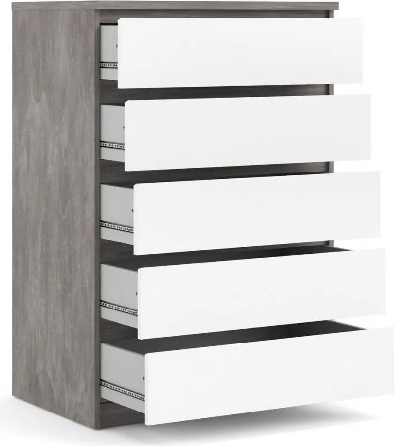 Komoda Simplicitous II betón/biela lesk