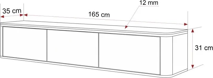 Závesná TV skrinka BURCU kašmír 165 cm