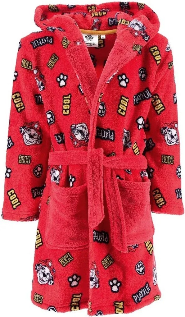 Detský / chlapčenský coral fleece župan s kapucňou Paw Patrol - Marshall, EU 104 Červená