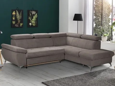Rohová sedacia súprava Gisele, béžová taupe látka, pravý roh%