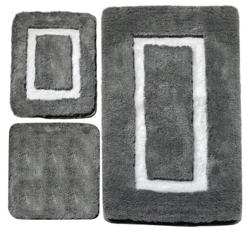 SADA 3x Kúpeľňová predložka 60/60/100 cm antracit