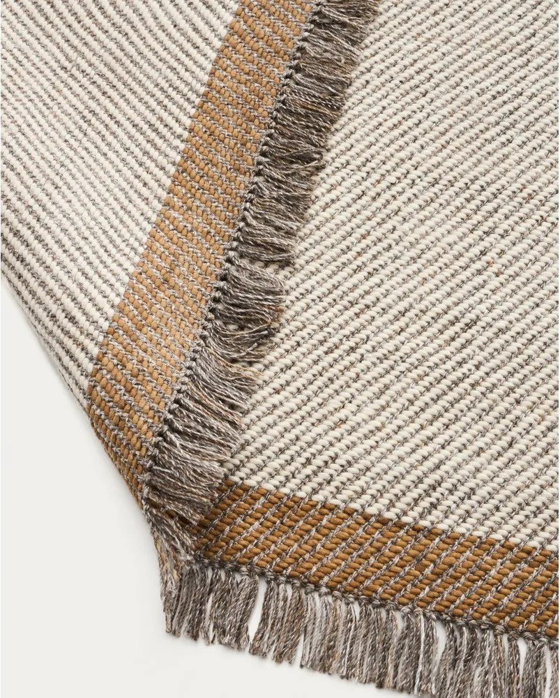 Krémový ručne tkaný vlnený koberec 160x230 cm Brina – Kave Home