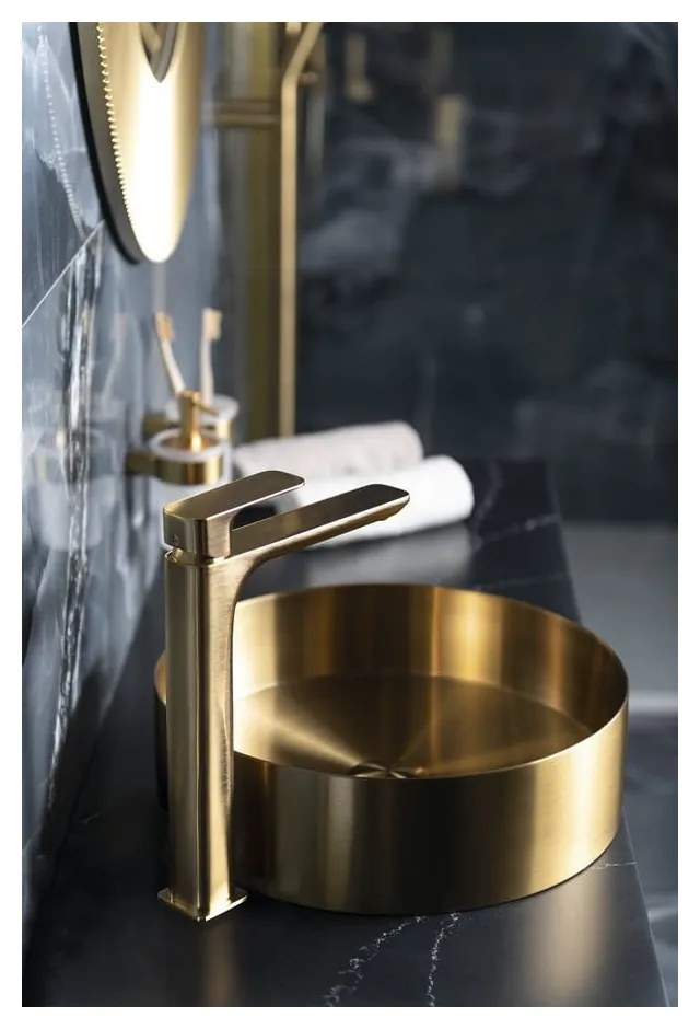 Stojančeková umývadlová batéria v zlatej farbe Spy – Sapho