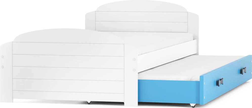 Posteľ s prístelkou LILI 200x90 Biela - Modrá